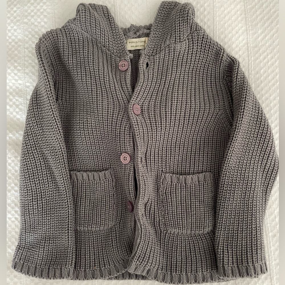 Monica + Andy Button Down Sweater with Hood